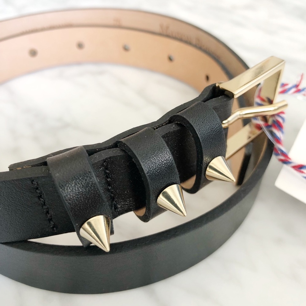 NWT Maison Boinet Leather Belt w/ Gold Spike Studs